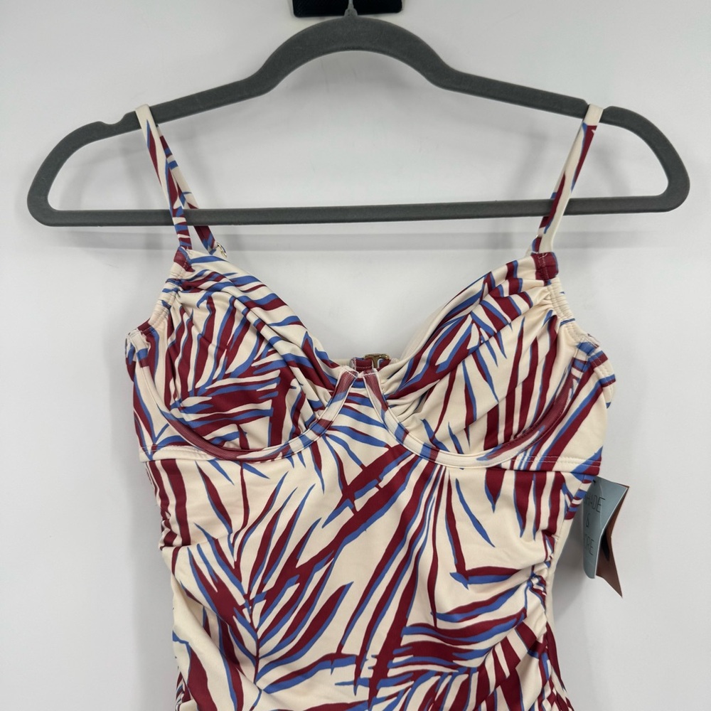 Shade & Shore Women's XS Shirred Palm Leaf Underwire One Piece Swimsuit NWT - Picture 3 of 10
